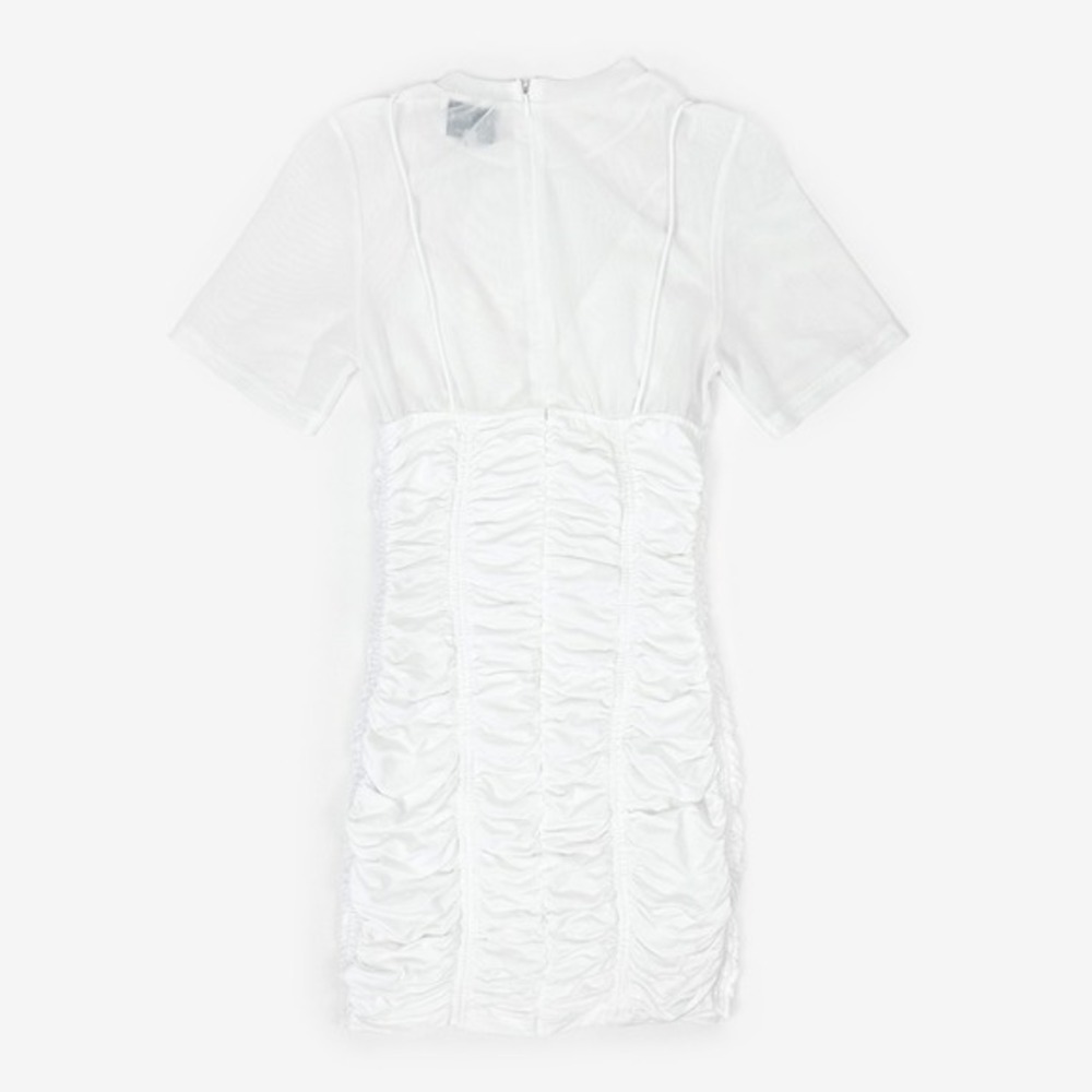 Sabo Skirt Kaylani Mini Dress Size XS White Mesh Ruched - Picture 6 of 9